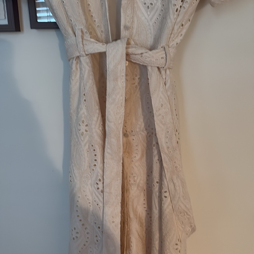 Sezane Cream Eyelet Midi Dress - Picture 6 of 9